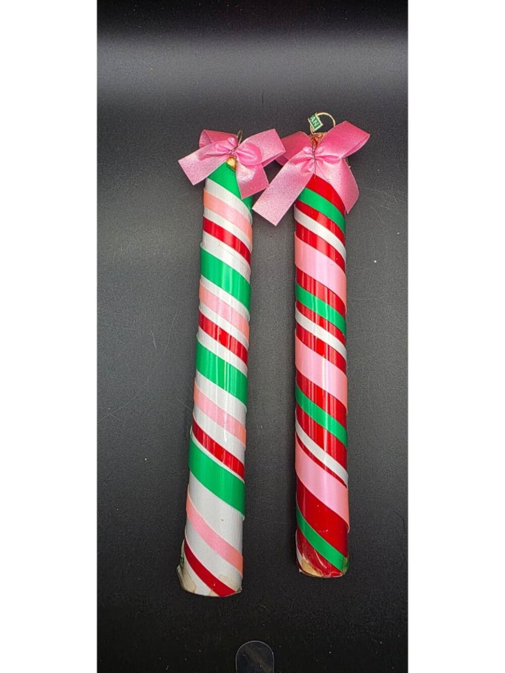 Vintage 7" Candy Cane Striped Christmas Ornaments Kitschy Colorful Made in Japan